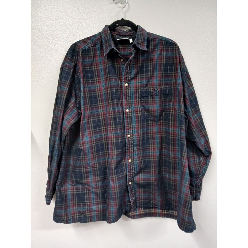 ASOS DESIGN oversized cord plaid shirt button down shirt Men's med